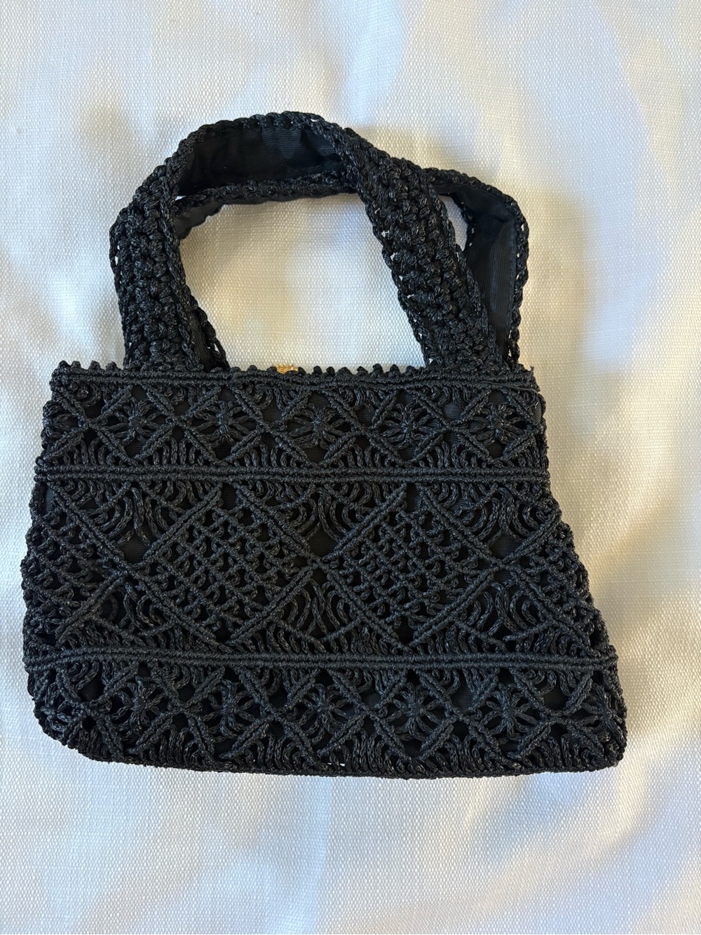Made in Italy Waldorg Black Macramé Handbag - Women's Crochet handbag